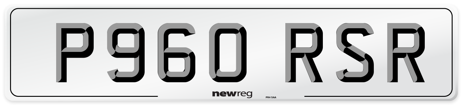 P960 RSR Number Plate from New Reg